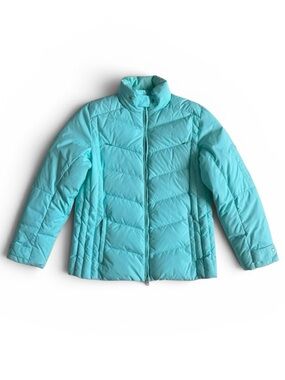 Lands’ End Down Packable Puffer Jacket Insulated Winter Coat Pale Aqua Large